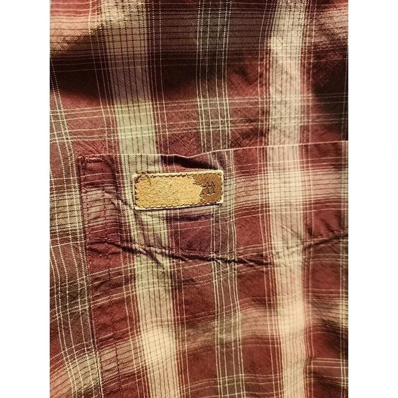 Vtg Carhartt Long Sleeve Maroon Tan Plaid Button Down 100% Cotton Men's Sz M - Picture 3 of 9